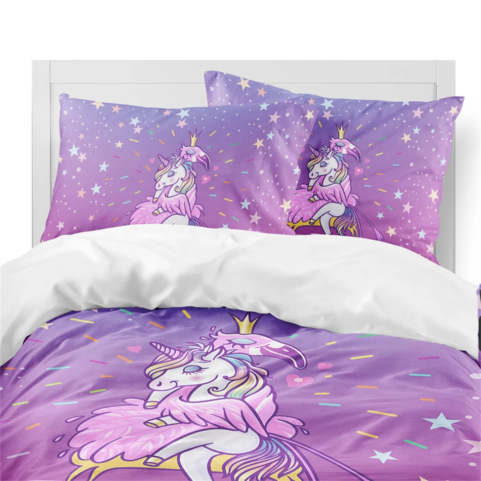 Twin Purple Unicorn Bedding Set, Unicorn Bed Set, Unicorn Bed In A Bag