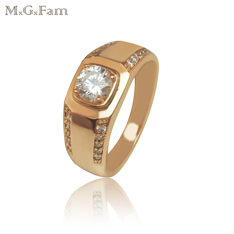 

MGFam Single Stone Men Rings Fashion Jewelry Gold Color and Environmental Copper