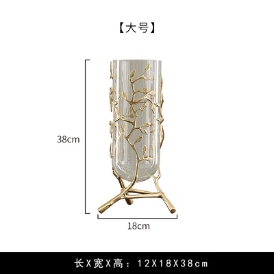Европа креативные металлические стеклянные цветы ваза украшение для дома ремесла украшения комнаты предметы гостиной Медная Ваза для цветов классические орнаменты - Цвет: L