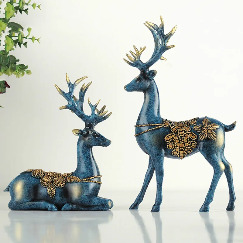 

A couple of deer statue European style deers living room bedroom Wine cabinet ornaments creative wedding gifts