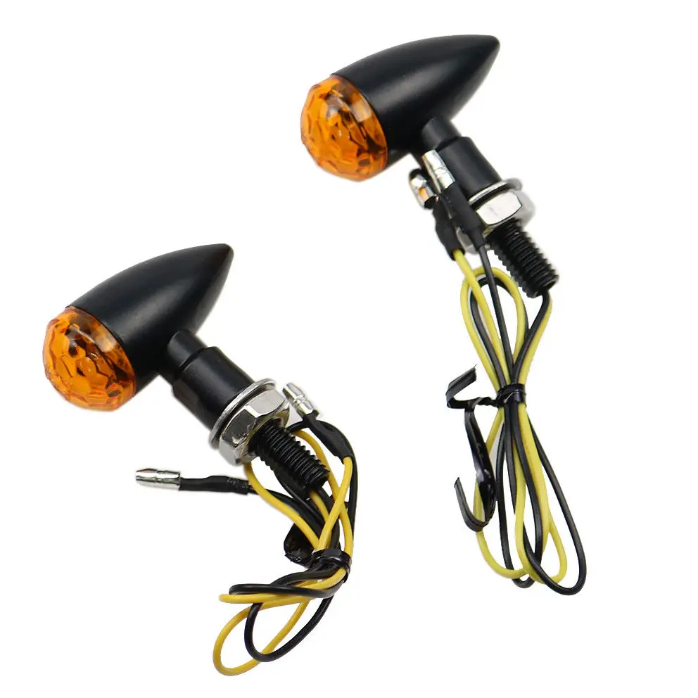 

Amber Lens Mini Black Bullet Turn Signal Indicator Light For Cafe Racer Cruiser