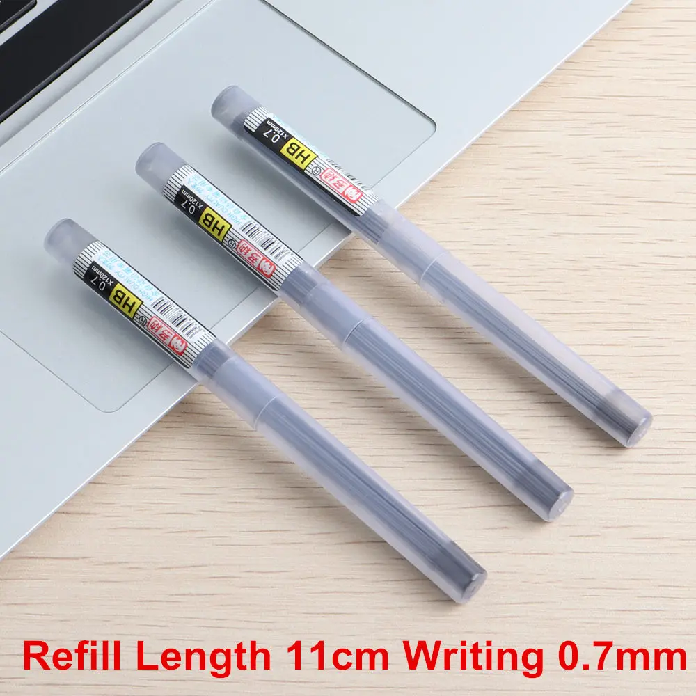 GENKKY механические карандаши полностью металлический материал карандаш для школы офиса HB 0,7, 0,5 мм ручка канцелярские принадлежности для учебы подарок - Цвет: 3PCS Refills 0.7mm
