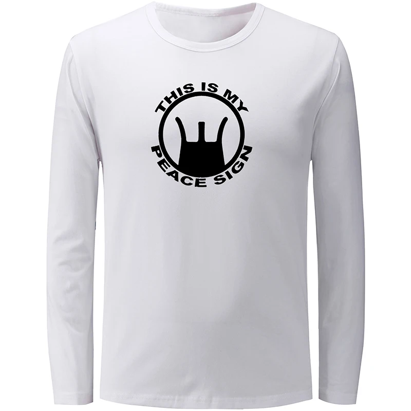 Мужская футболка с принтом Bite Me Boy Eat Sleep and Hunt серая My Peace Sign Truck Is Life длинными