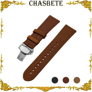 

22mm Leather Watch Band for Ticwatch 1 46mm Quick Release Strap Wrist Loop Belt Bracelet Black Brown Men Women + Spring Bar