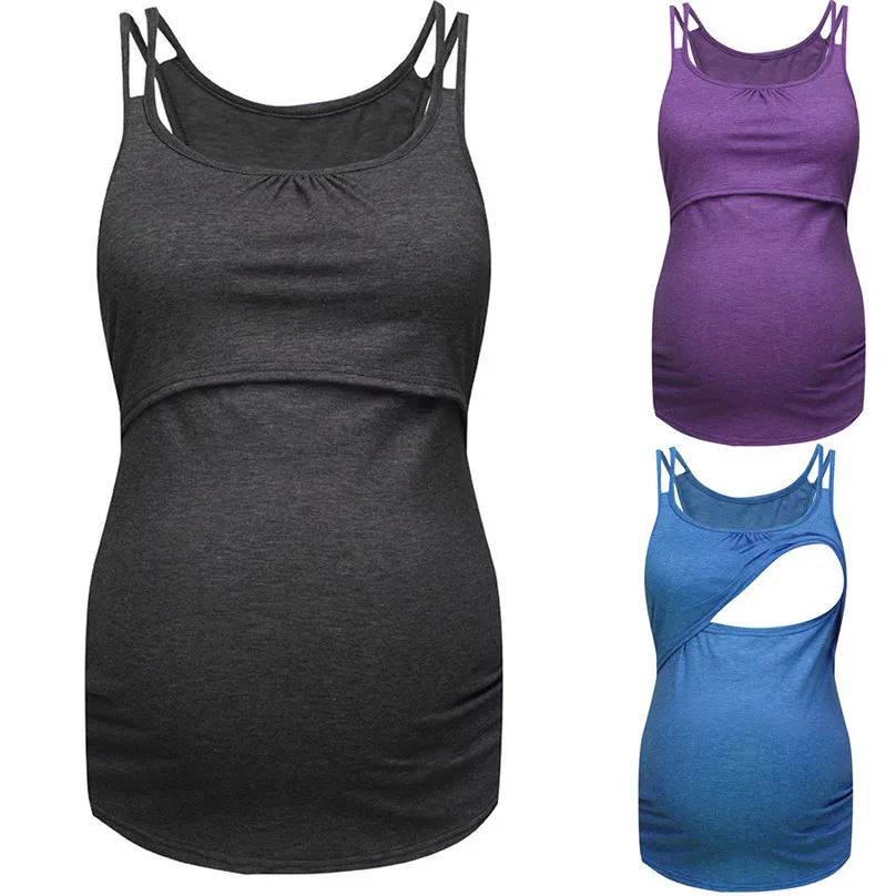 Одежда для беременных Грудное вскармливание Женские топы с короткими рукавами чистого цвета для кормления грудью Nusring для беременных 4HJ