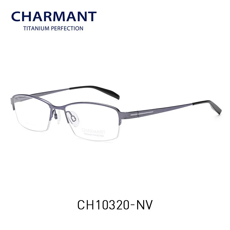 CHARMANT Pure Titanium Eye Glass Frame for Men Half Rimless Optical Glasses Beta Titanium Spectacles Frames CH10320