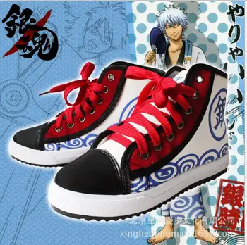 

Anime Gintama Silver Soul Cosplay Gintoki Gin Japanese Cosplay Costume shoes sport school canvas shoes