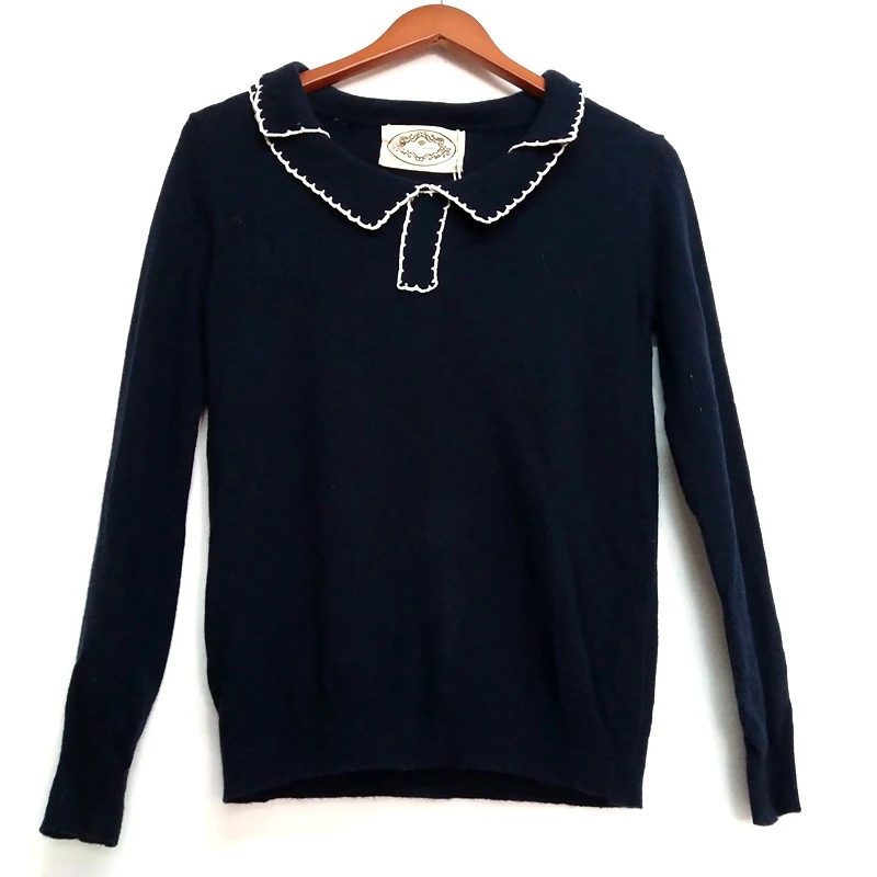 Fashion Spring autumn Women Turn-down collar Contrast colors soft thin Knitted Sweater Female Pullover Ladies Full-Sleeve TOPS