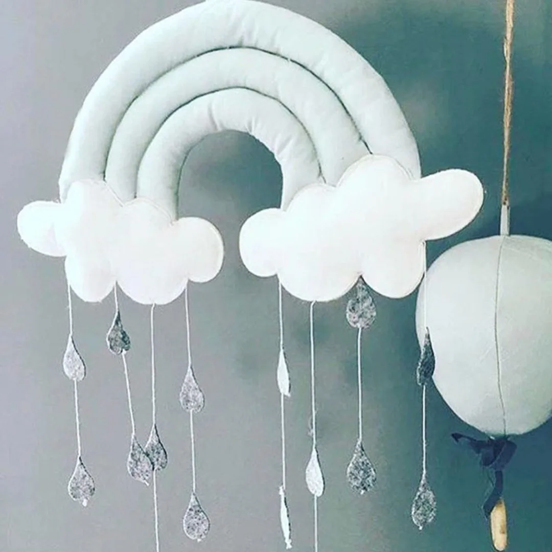 JX-LCLYL Rainbow Cloud Rain Drops Bed Wall Hanging Photo Prop Baby Nursery Bedroom Decor