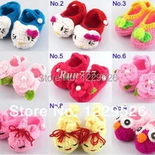 Связаные крючком ручная работа вязаные детские туфли многоцветные детские цветы обувь в виде животных малышей Первые ходунки обувь тапочки вязанная крючком обувь