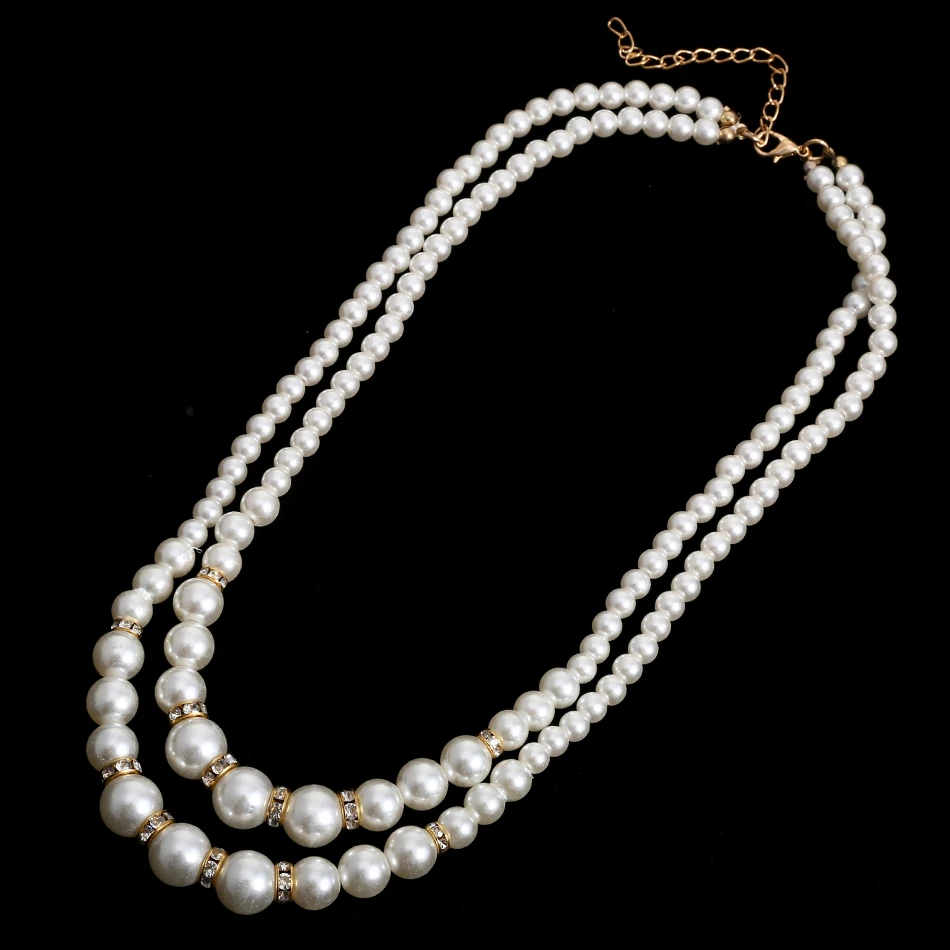 

Match-Right Women Trendy Multi-Layers Imitation Pearl Statement Necklace For Women Jewelry NL661
