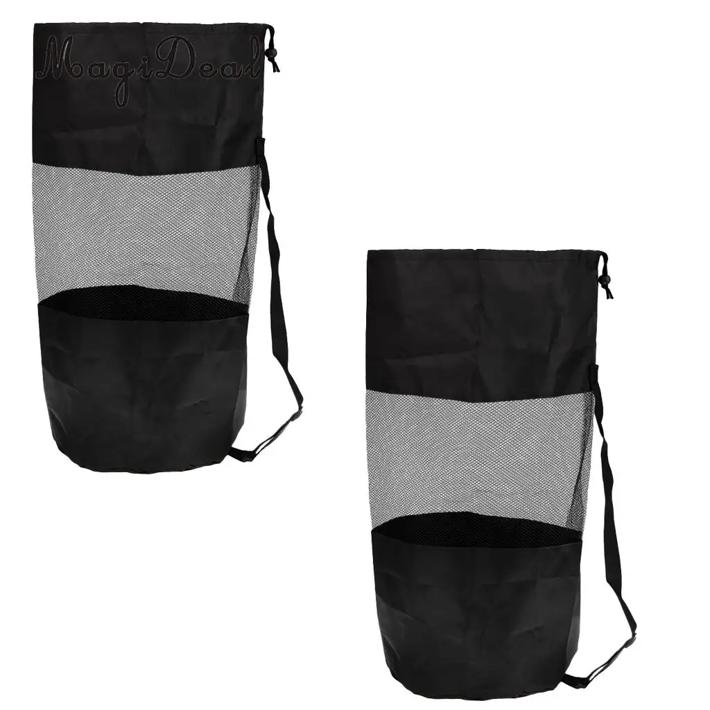 2Pcs Heavy Duty Mesh Duffel Bag Drawstring Storage Pouch for Diving Scuba Snorkel Swim Surf Sports Equipment Gym Beach Pool