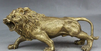 

ymy---624+++7" Folk Chinese Fengshui Brass Carving Bixie ferocity Lion Beast Animal Statue