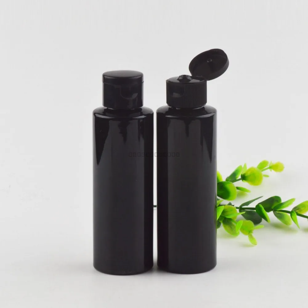 50pcs 120ml black flip top cap plastic bottle,120g Cosmetic lotion