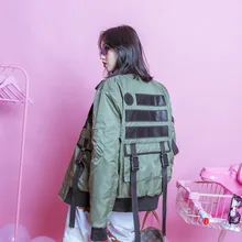 Jasmine летняя уличная хип-хоп Рабочая bf Лоскутная тесьма функциональная стеганая куртка ветровка куртка бренд tide для мужчин и женщин