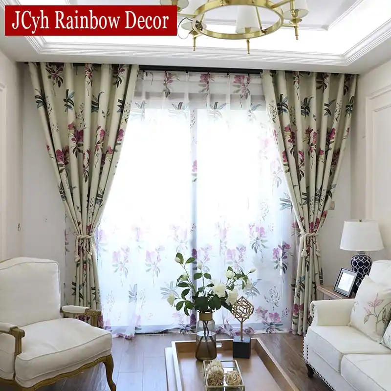 Purple Fl Blackout Curtains For Living Room Bedroom Modern Purple Fl Blackout Curtains For