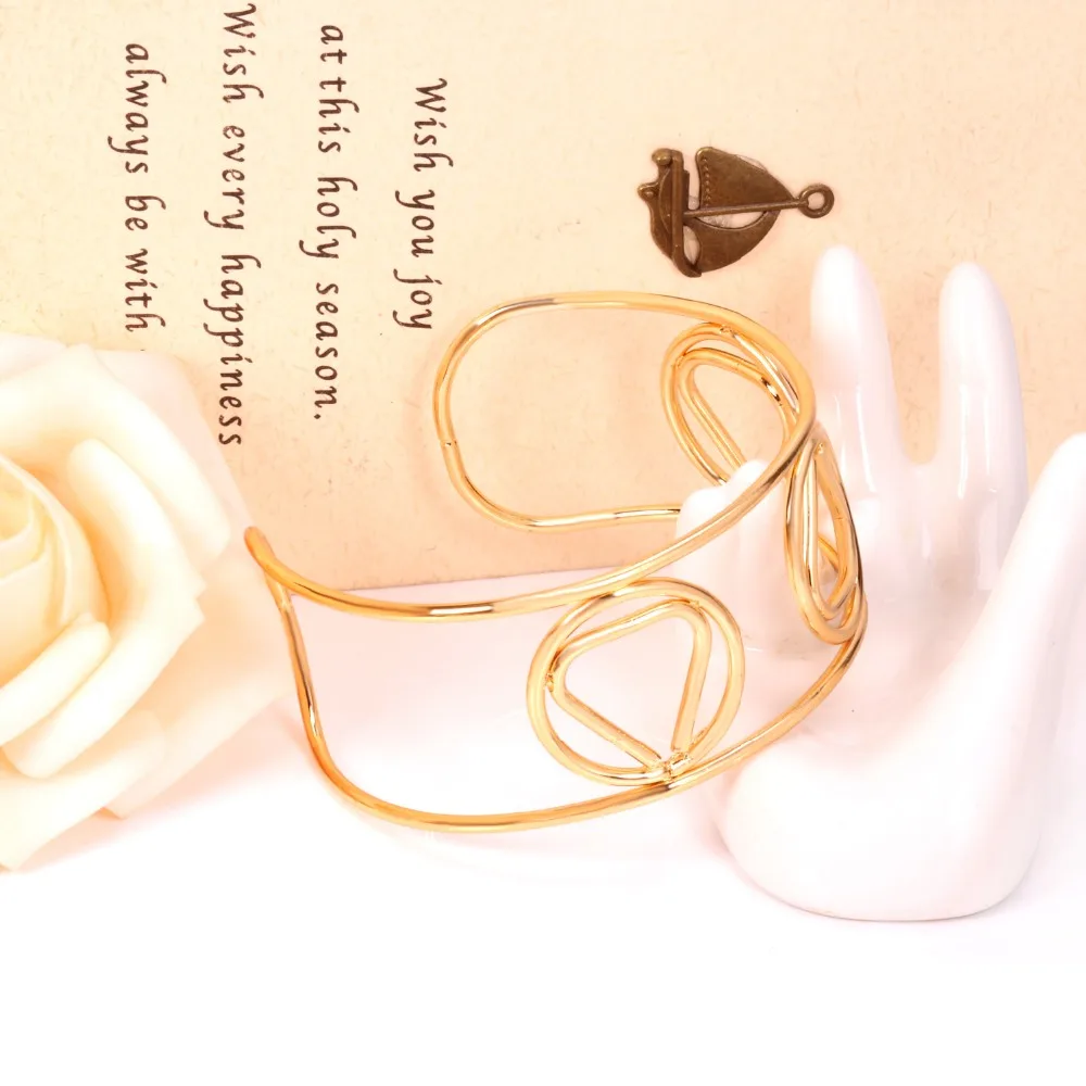 Роскошная сталь pulsera mujer Boho ювелирные изделия полые геометрические открытые