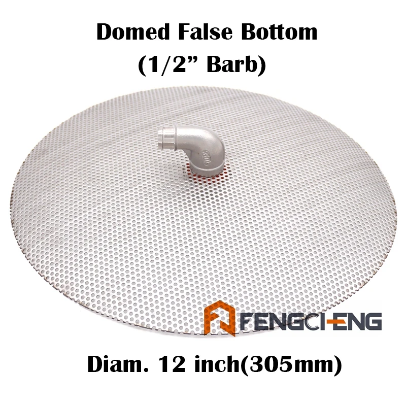 

12" 305mm Stainless Steel Domed False Bottom 1/2" Barb Homebrew Mash Tun Cooler Beer Brewing All Grain Brewing Parts,Hopback,