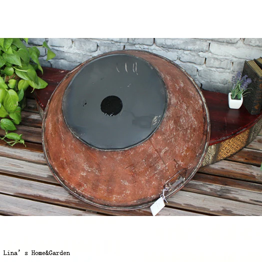 Copper Tone Aged Finish Large Pot Vintage Flower Planter with Handles (2)