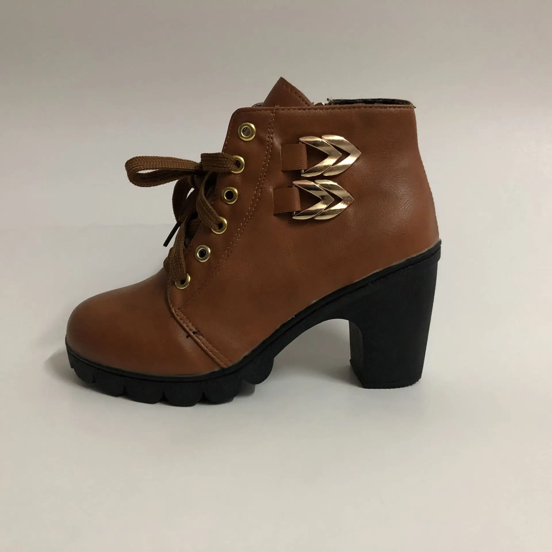 

Plus Size Ankle Boots Women Platform High Heels Buckle Shoes Thick Heel Short Boot Ladies Casual Footwear Drop Shipping
