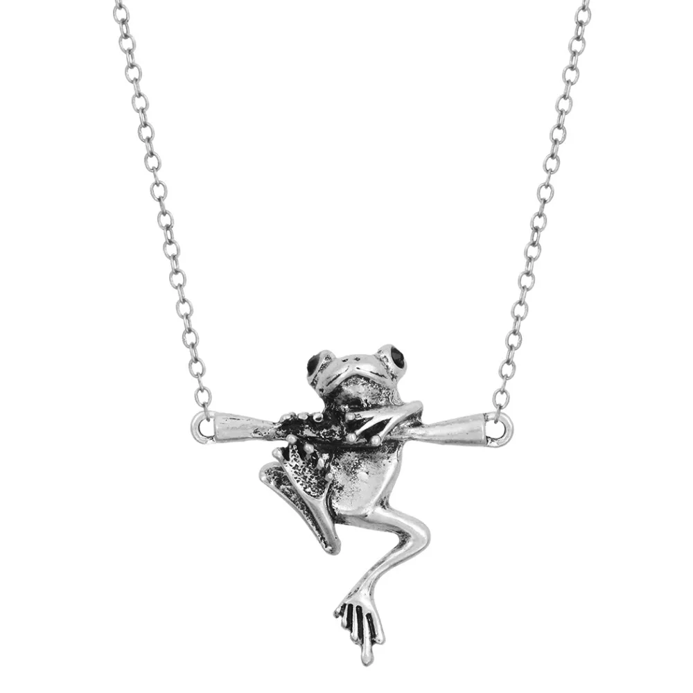 Pretty Animal Necklace Vintage 3D Realistic Baby Frog on a Branch Animal Unique Necklaces& Pendants Gift for Women Girls