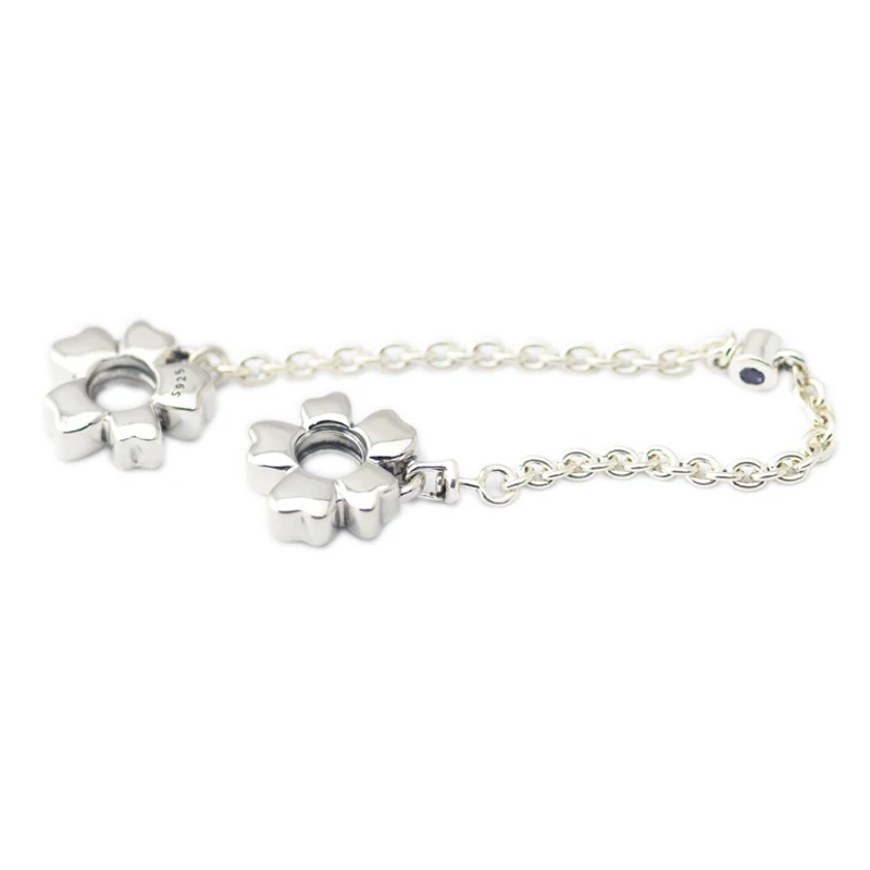 

Fits Pandora Bracelet Real 925 Sterling Silver Bead Wildflower Meadow Safety Chain Charms Beads for Women DIY Jewelry Making