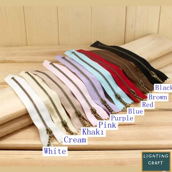 metal bronze teenth water-drop slider short zippers 12cm with 9 optional colors for macaron bags wallet sewing