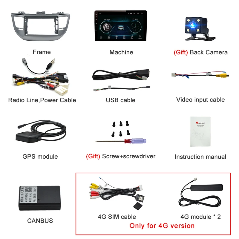 Top Junsun 2G+32G Android 8.1 4G Car Radio Multimedia Player Navigation GPS For Hyundai Tucson 3 iX35 2016 2017 2 din dvd Stereo 36