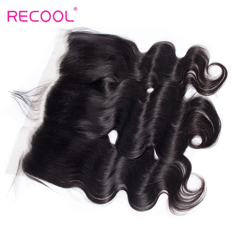 Recool Hair HD прозрачное фронтальное закрытие шнурка с детскими волосами бразильская объемная волна швейцарское кружево человеческие волосы фронтальное закрытие шнурка