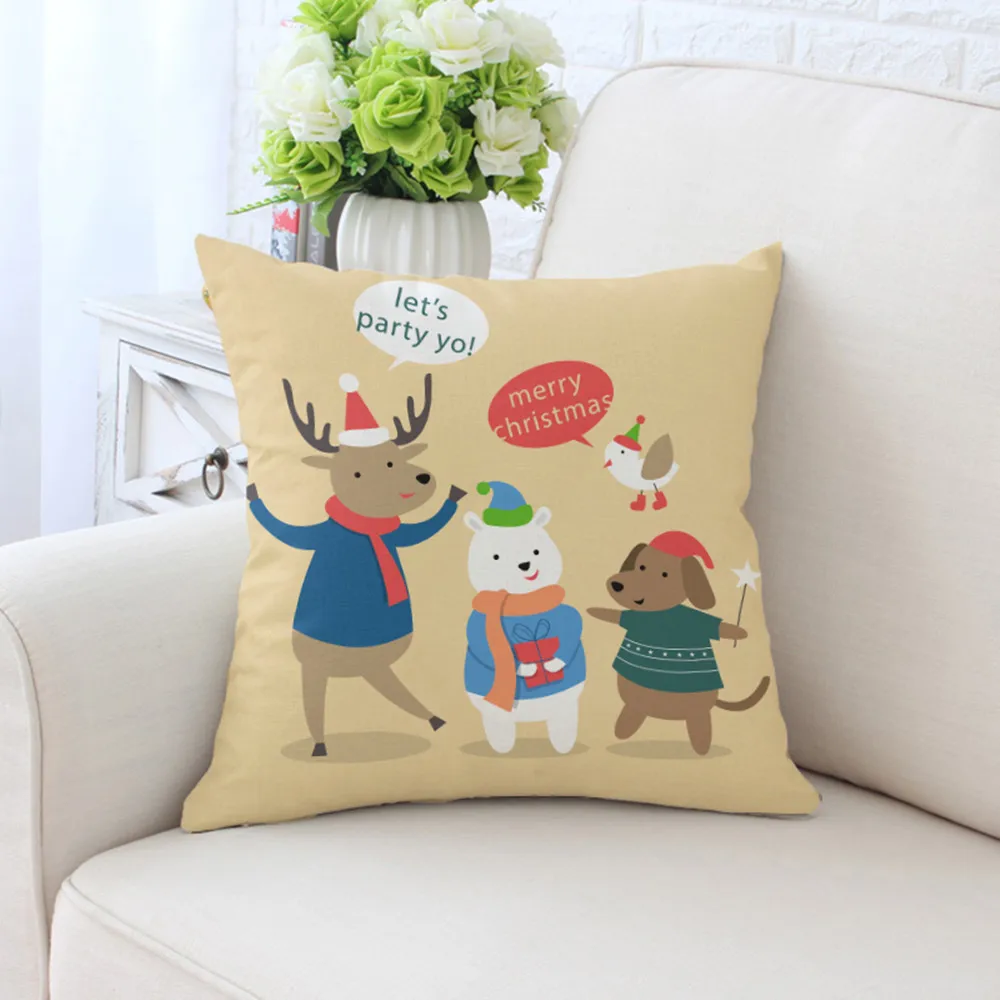 

BZ142 Cartoon Christmas Series Pillowcase Sofa Car Pillow Cover Machine Washable Home Textile 45cm*45cm/18"x18" Inch