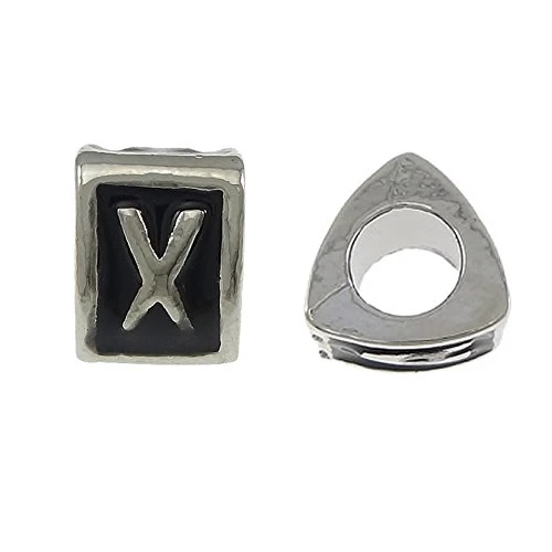 Triangle Letter X Charm Bead Compatible with European snake charm bracelets