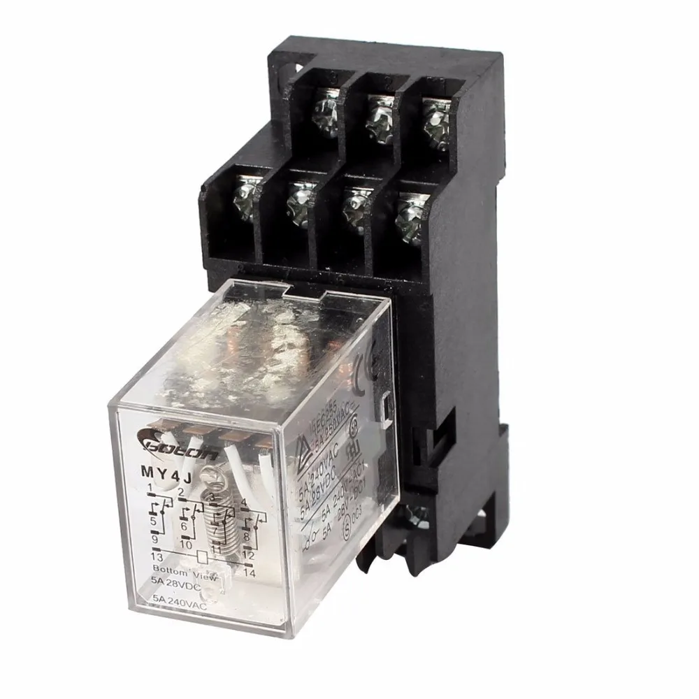 

MY4-J AC12V Coil 14 Pins 4PDT Electromagnetic Power Relay w Socket Base