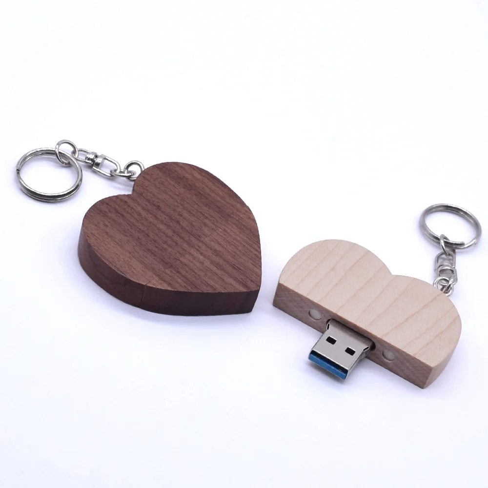 

Gift Wooden Customized Wood Heart Shaped USB Flash Drive USB 3.0 Flash Drive 16GB 32GB Pendrive Memory Stick(10pcs Free Logo)