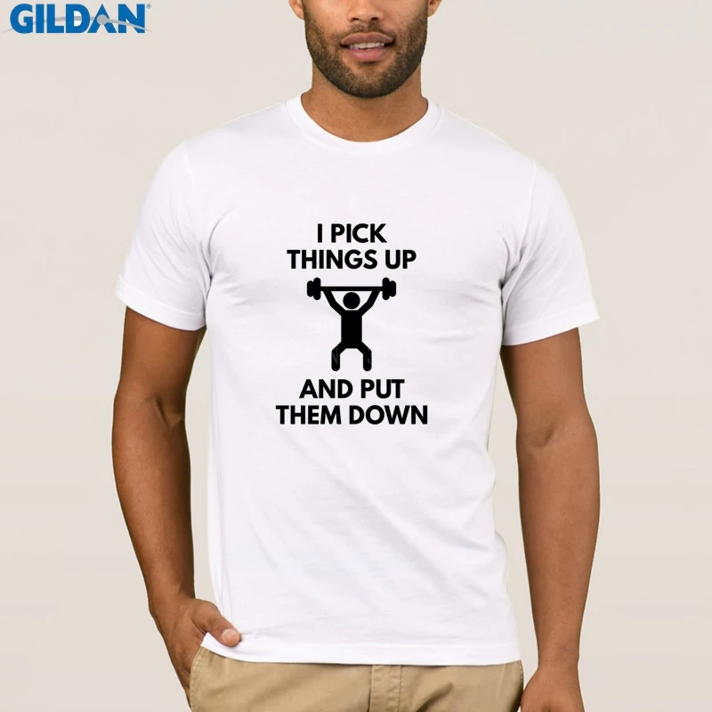 الكلاسيكية رفع الاثقال الاثقال للرجال أنا بيك الامور t-shirt للرجال المضادة للتجاعيد الأصلي تي شيرت زائد الحجم