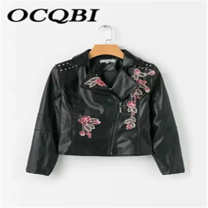 Mode En 2018 De Femmes Nouveau Cuir Broderie Style Automne Pu Veste Moteur Casual Courte Manteau Section Mince CqrOtqn