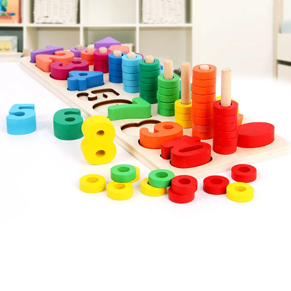 Children Wooden Digital Shape Montessori Materials Learning To Count Numbers Education Matching Match Early Teaching Math Toys | Игрушки и