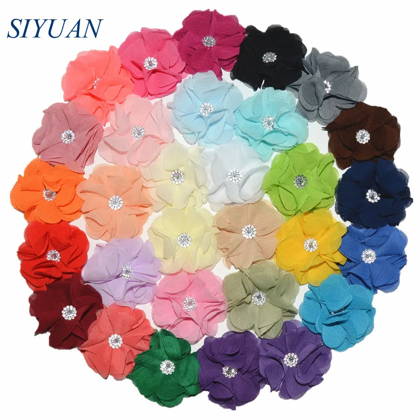 

Wholesale 120pcs/lot Fabric Chiffon Flower with Plastic Button Headwear Wedding Accessories You Pick Color TH296