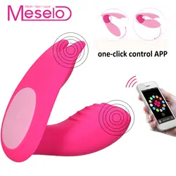 Meselo носимый вибратор телефон приложение дистанционное управление 7 Скорость Двойной Головкой Секс-игрушки для женщин Clitorial G-spot Влагалище
