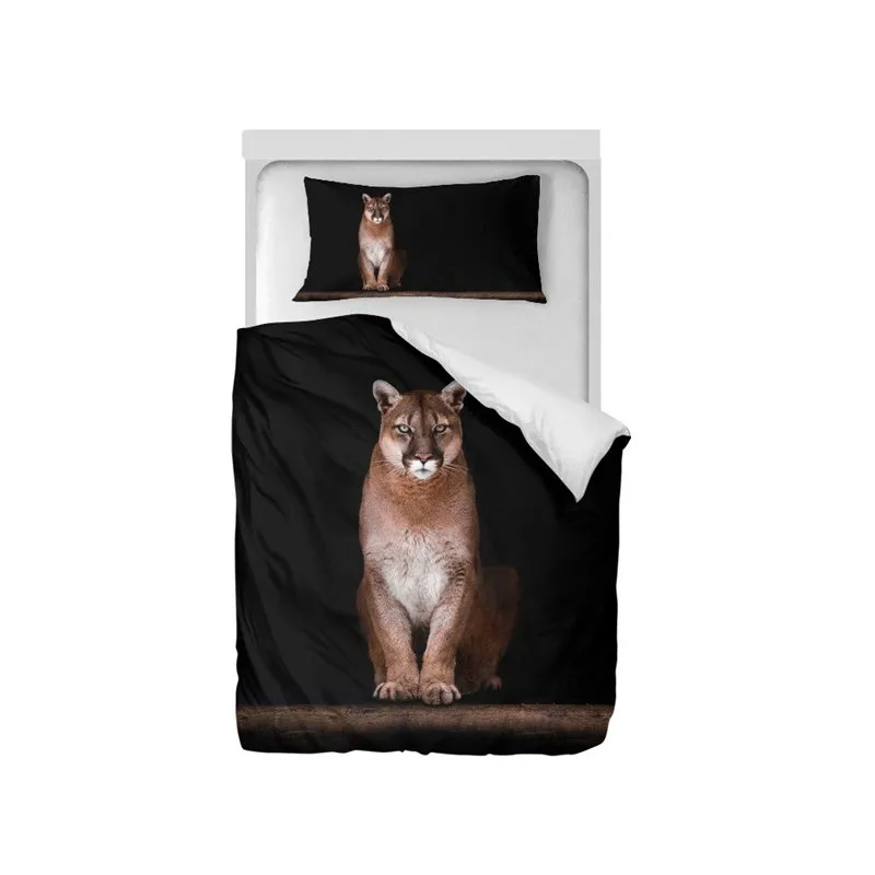 طقم سرير الأزياء بارد الحيوان الأسد 3D الطباعة أغطية لحاف واحد التوأم حجم ديكور غرفة نوم في سن المراهقة الأطفال طقم سرير 2 قطعة