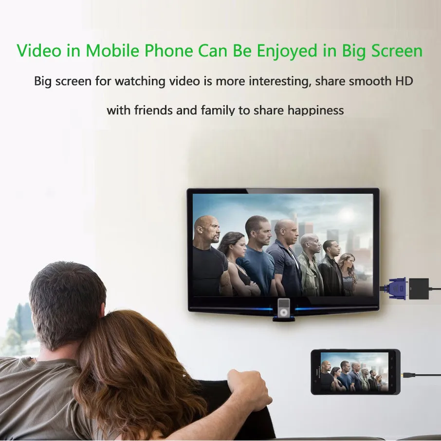 Кабель переходник Robotsky 1080P Micro HDMI VGA аудиокабель штырь гнездо для HD HDTV ПК ноутбука