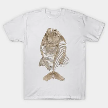2017 Summer Fashion Men Hip Hop T-Shirt Bony Piranha Fish Printing T Shirt Modal White Funny Brand Clothing Homme Camisetas Tops