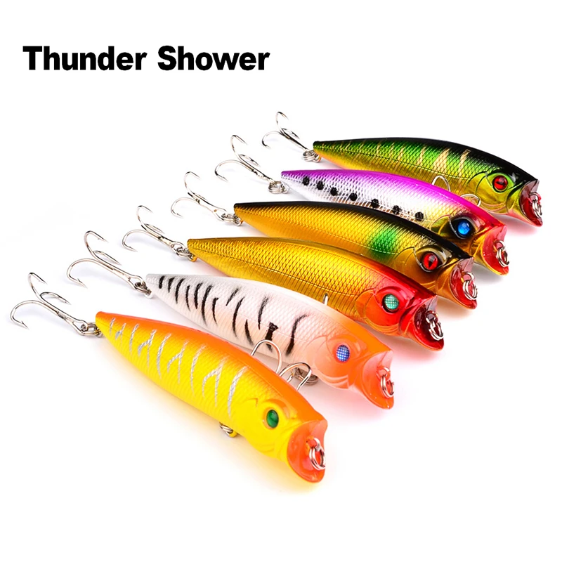 

ThunderShower 6pcs/lot 9cm 11g Lifelike Popper Super Topwater Crankbait Fishing Lure Surface Fishing Tackle