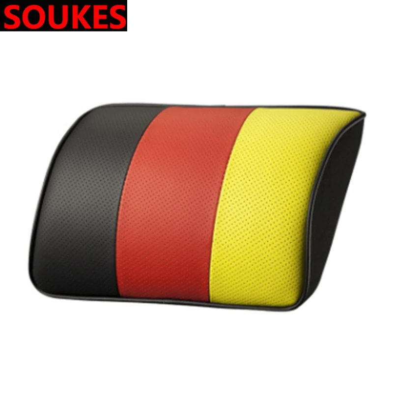 NEW Leather Car Pillow Neck Pillow Headrest Car Accessories For Volvo S60 V70 XC90 Subaru Forester Peugeot 307 206 308 407