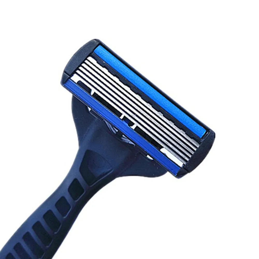 6ти уровневая бритвы 1 держатель для бритвенного станка 7 лезвий бреющая головка кассеты для бритья Razor комплект синий уход за кожей лица Ножи для мужчин