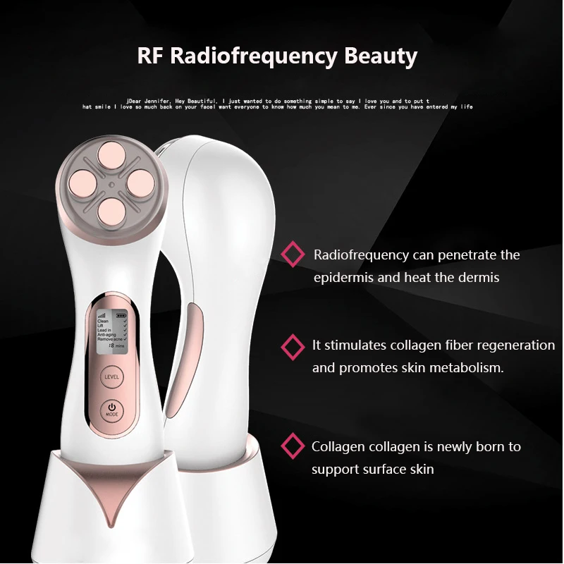 RF Радио частота лица светодиодный фотон прибор для ухода за кожей лица кожи ультразвуковая электронная система контроля вибрации лица Лифт затянуть красота машина