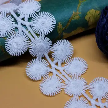 

15Yards Wide 5cm Delicate Sun Flower Water Soluble White Laces Polyester Silk Embroidery Lace Trim Ribbons Clothing Accessories