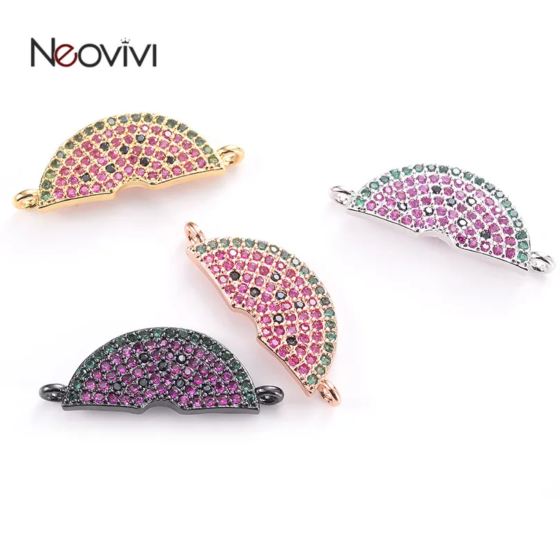 

Neovivi a piece of Watermelon Charms for Jewelry Making Pave Purple Green Zircon Copper Cute Beads Handmade Bracelets Necklaces