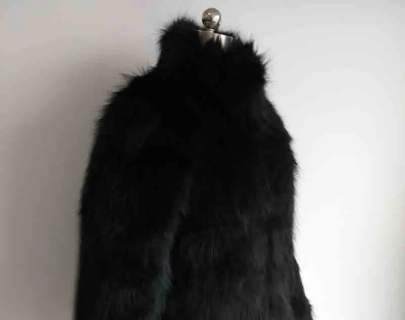 Женские зимние пальто из натурального Лисьего меха, пальто из натурального меха, куртка с воротником-стойкой, большие размеры, настоящая цена от производителя, tsr667 - Цвет: Black