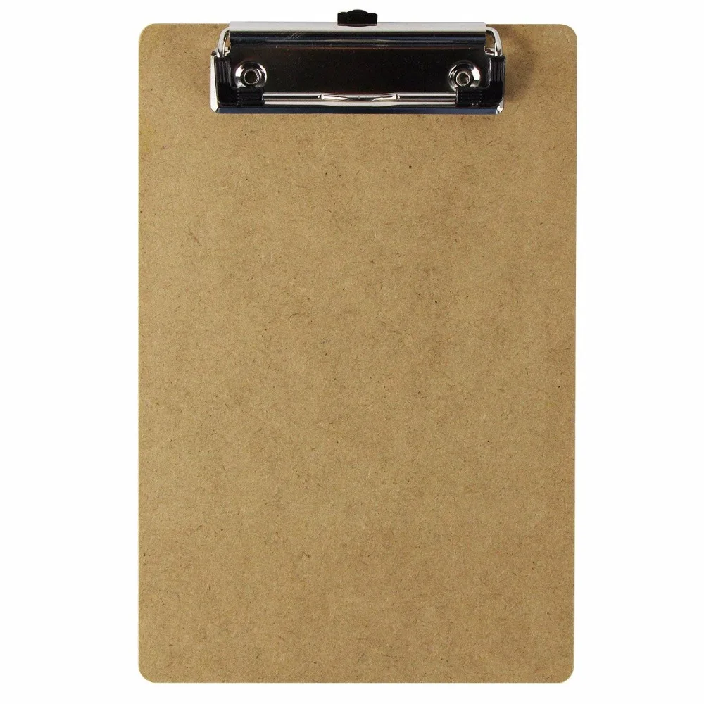 Standard A5 Wooden Hardboard Clipboard Hanging Hole Low Profile Clip