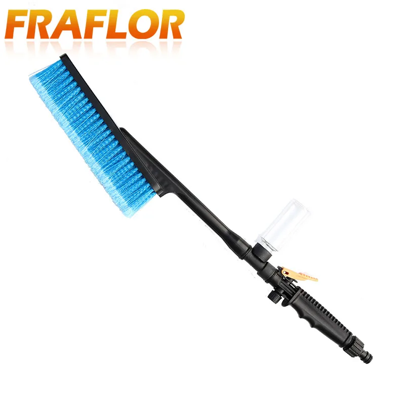 Blue Color Car Wash Brush With Retractable Long Handle Water Flow